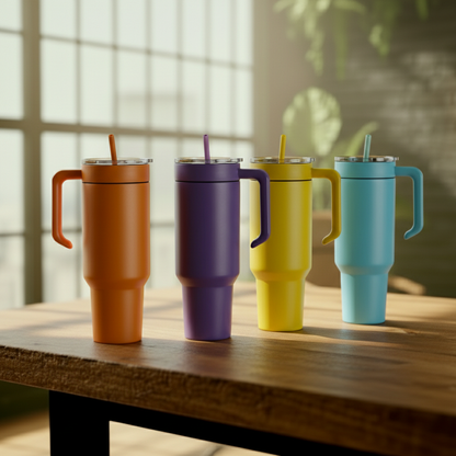 40oz Steel-Plated Tumbler with Handle