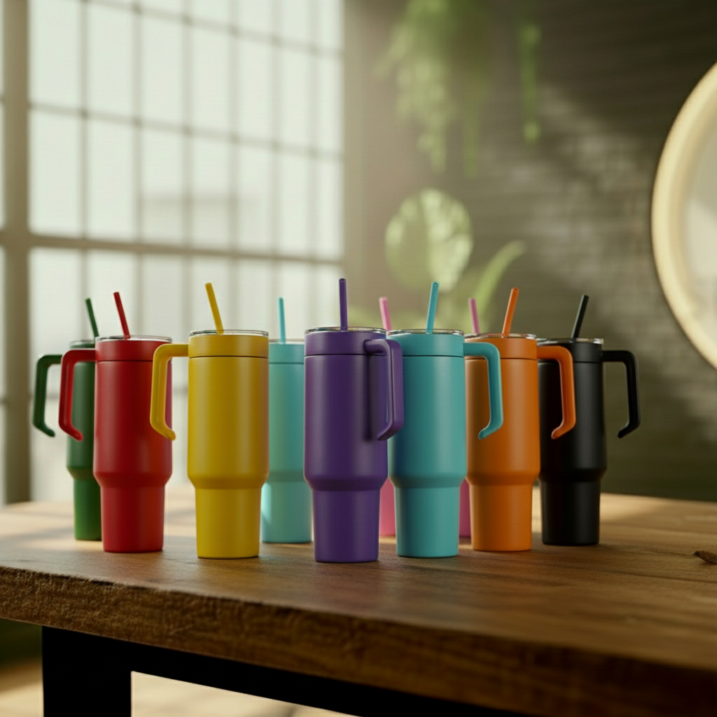 40oz Steel-Plated Tumbler with Handle
