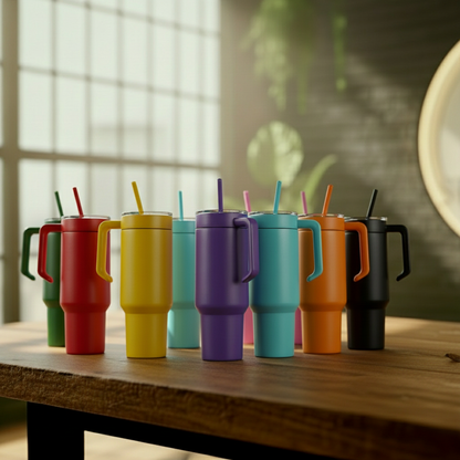 40oz Steel-Plated Tumbler with Handle