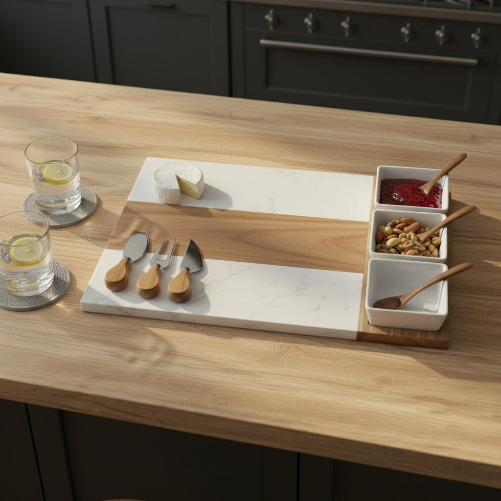 Marble Charcuterie Set: 3 Bowl Set