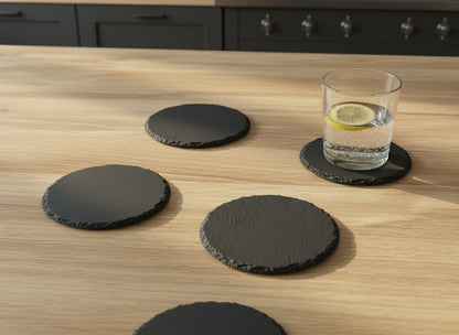 Round Slate Coasters  (Set of 4)